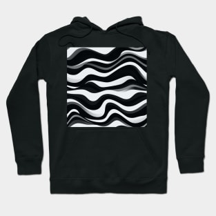 Monochrome Waves: Modern Abstract Ebb and Flow Hoodie